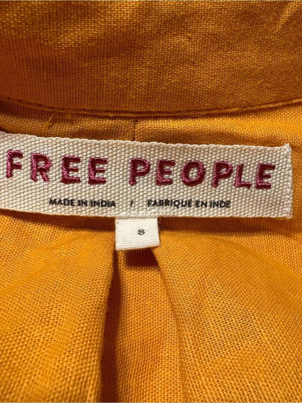 Free People Burnt Orange Cutout Embroidered Button Jacket